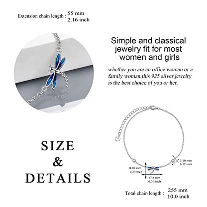 YAFEINI Anklet Bracelets for Women Girls Sterling Silver Hummingbird/Dragonfly/Butterfly Link Chain Anklets Jewelry Gifts - color: Dragonfly anklets
