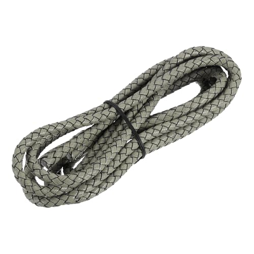MECCANIXITY Braided Leather Cord, Round Leather Bolo Tie String Rope for Crafts, Jewelry Making, Necklace, Bracelets, 5mm x 2m, Retro Khaki - color: Retro Khaki, size: 5mm x 2m