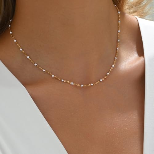 Gold Cross Women's Necklace 18K Gold Plated Stainless Steel Handmade Pearl Necklace Gold Paperclip Necklace, Fashion Jewelry Gifts - style: simplicity