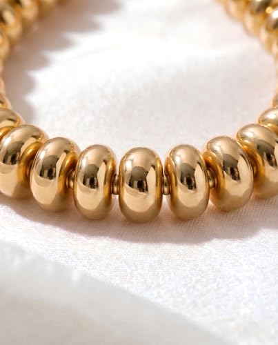 Chunky Colorful Bead Necklace Summer Fashion Statement Boho Beaded Chunky Necklace for Women Adjustable Length Lightweight Cool Suitable for Beach Vacation Daily Wear & Summer Parties - color: Gold