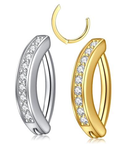 Longita Belly Button Rings Short Bar for Women Stainless Steel Belly Ring Navel Piercing Jewelry 14g Colorful Ball Pack 6mm 1/4” 8mm 5/16“ 10mm - color: G13-2pcs clicker Zircon 10mm