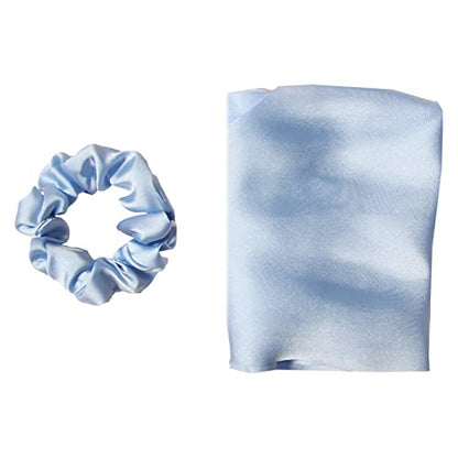 Pack of 2 Knotted Bow Hair Scrunchies Elastic Hair Scarf Hair Ties Bands Satin Hair Ribbon Scrunchy Ponytail Holder for Women and Girls,Hair Scarf Scrunchies with Tail, Hair Accessories (Light Blue) - color: Light blue