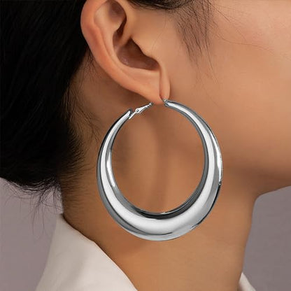 Large Hoop Earrings for Women Lightweight Chunky Earrings | Big Hoop Earrings for Women Chunky Jewelry 70s Outfits for Women - style: Hoop-S-02