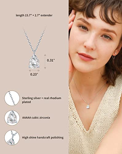 S.Leaf 18K Gold Plated Cubic Zirconia Choker Necklace for Women 925 Sterling Silver Layered Coin Moon Star Heart Circle Crystal Lariat Pendant Necklaces Gifts for Women Trendy - color: Teardrop_Silver
