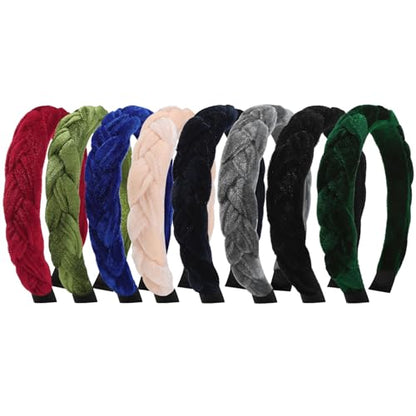 Braided Headbands for Women,Velvet Headbands for Women Girls,Wide Criss Cross Hair Accessories 8 Packs