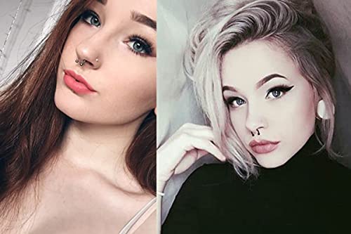 Longita Septum Rings Septum Jewelry 16g 18g Septum Ring Septum Piercing 20g Horseshoe Earring Hoop Lip Ring Silver Black Gold - color: 16g 10mm barbell+pincher