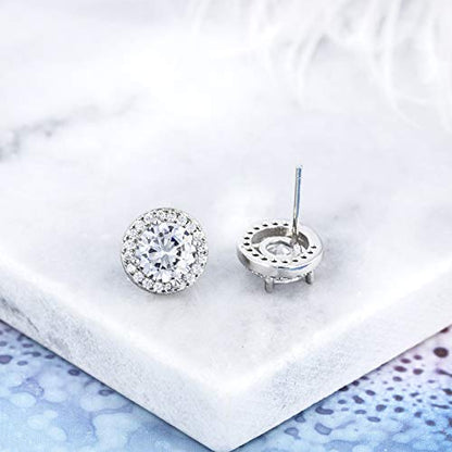 YOQUCOL Bright 8MM,10MM Cubic Zirconia Crystal Stud Earrings Round Pierced Earrings For Women - color: 8MM-White