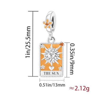 925 Sterling Silver Dangle Charm Fit Women Bracelet And Necklaces Jewelry | Medallion Pendants Beads Jewelry Charms for Women Fashion Gift Family Friends Mother's Day - color: Tarot Cards Sun Dangle Charm M1411