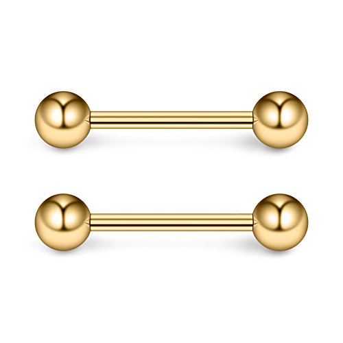 316L Stainless Steel Nipple Shield Barbell Ring Bar Body Piercing 14G - style: Gold-12mm