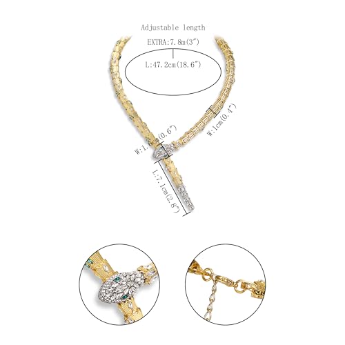 FANZE Snake Necklace for Women，Adjustable Punk Gold Snake Choker Necklace Halloween Gifts Party Multi-Purpose Jewelry - color: gold