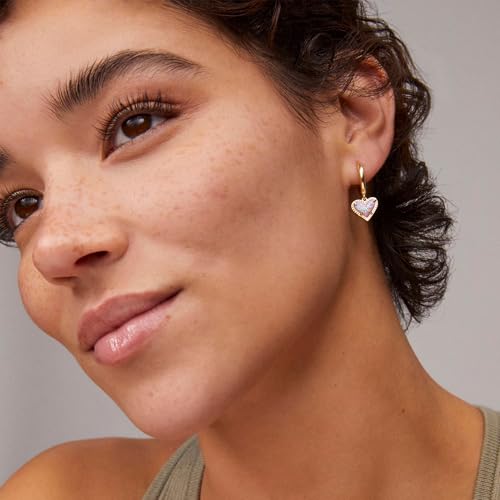 Kendra Scott Ari Heart Huggie Earrings for Women, Fashion Jewelry - color: RHODIUM - PLATINUM DRUSY