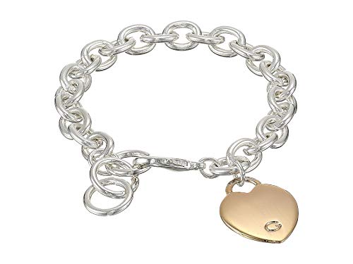 GUESS "Basic" G Logo Heart Link Bracelet - color: Silver/Rose Gold