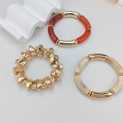 YBMYCM Summer Beach Beaded Chunky Bracelets for Women, Acrylic Beads Stretch Bracelet Jewelry Set Trendy Statement Resin Bead Bangle for Women - style: 3PCS