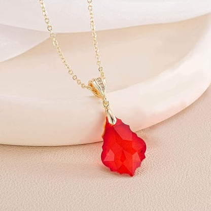 EVEVIC Teardrop Austrian Crystal Charm Pendant Necklace for Women | 14K Gold Plated,Adjustable Chain Fit,Elegant Teardrop Crystal,Gift Box Included,Perfect for Daily Wear and Special Events - color: Red