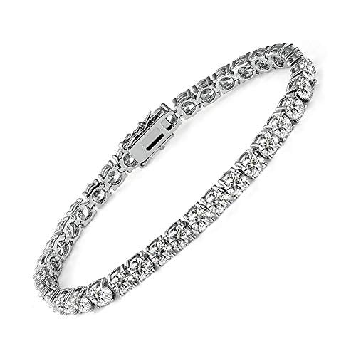 MDFUN 18k White Gold Plated CZ Tennis Bracelet, 4MM Cubic Zirconia Charm Bracelet for Women Men - style: 8.5" tennis bracelet