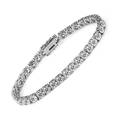 MDFUN 18k White Gold Plated CZ Tennis Bracelet, 4MM Cubic Zirconia Charm Bracelet for Women Men - style: 8.5" tennis bracelet