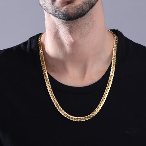 Snake Chain for Women Stainless Steel Dainty Choker Necklace Thin Layered Men Chain 8mm Width Gold/Black/Silver Plated Trendy Jewelry 18/20/22/24/26/28/30 Inch - color: 8MM-Gold Snake Chain, size: Length 26 Inches