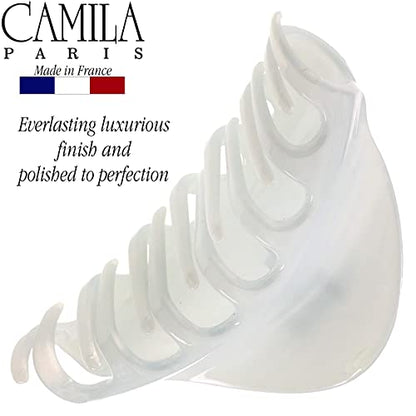 Camila Paris CP2555 French Hair Clips for Women, 3.75" White Large Claw Clip Strong Hold All Day, Girl Large Claw Clips for Thick Hair, No Damage No Slip Flat Clip for Women. Made in France - color: White