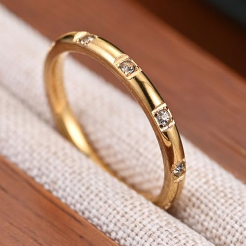 JUDE Jewelers 2mm Stainless Steel Eternity Wedding Band Stackable Ring - color: Gold