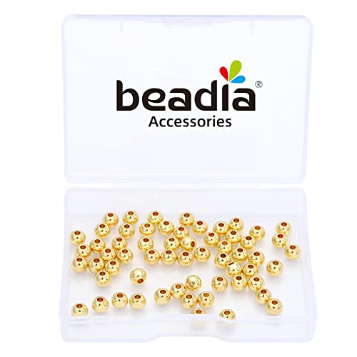 14K Gold Plated Round Spacer Beads 5mm 60pcs for Jewelry Making Findings Non Tarnish - color: 14K Gold, size: 5mm