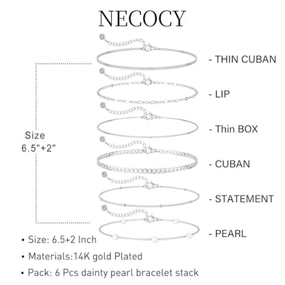 5Pcs Thin Silver Plated Bracelets Sets for Women Dainty | Silver Jewelry Trendy Stackable Rope Snake Box Figaro Chain Bracelets Pack Costume Fashion Gifts - style: 5Pcs BRACELET SET-03