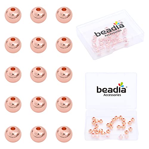 Rose Gold Plated Round Spacer Beads 6mm 30pcs for Jewelry Making Findings Non Tarnish - color: Rose Gold, size: 6mm