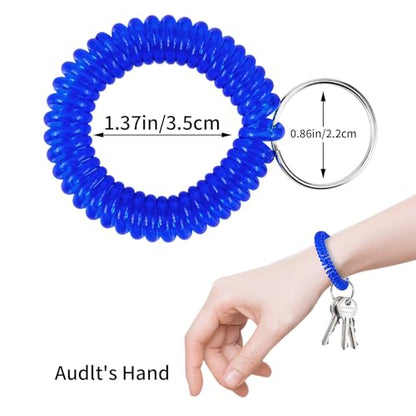 QIUTIMIY 6PCS Wristlet Keychain, Colorful Spiral Coil Hair Tie for Women, Sauna Accessaries Wrist Coil Key Ring Key Holder - color: T Colorful-s