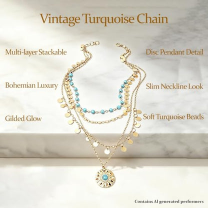 Boho Necklaces for Women, Layered Gold Coin Necklace Set, Bohemian Style Jewelry Collection, Four Piece Layered Chain Design, Gold Tone Metal Construction, Versatile Everyday Accessories - color: Gold B