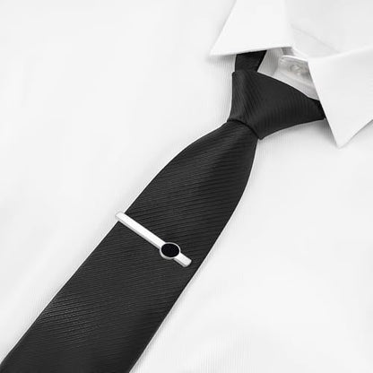 GWD Cufflinks and Tie Clip Set Personalized Cuff Links Business Wedding - style: Silver/Aventurine