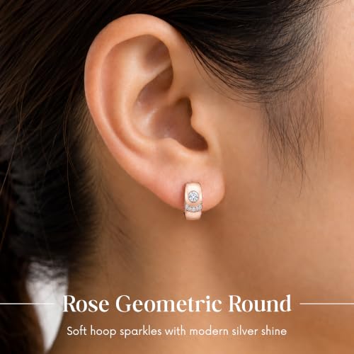 Gempires Huggie Hoop Earrings for Women | Cubic Zirconia Fashion Earrings Collection | Gold, Silver & Rose Gold Tone Styles | Lightweight Everyday Jewelry - color: Rose Gold Plated (Brass)
