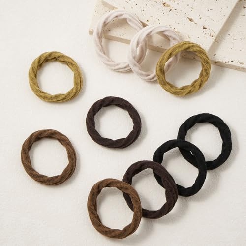 QIUTIMIY 10 Pcs No Damage Hair Ties Thick Hair Elastic Rubber Bands Hair Accessories Scrunchies Seamless for Women - color: Style 11