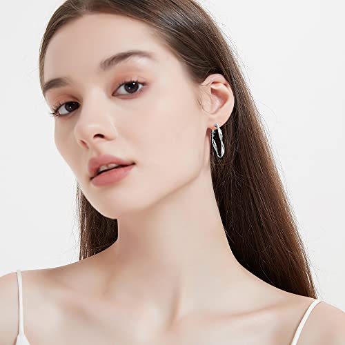 Rose/White/18k Gold Plated Hoop Earrings Lightweight Hoop Earrings For Women Loop Earrings 1in 2in - color: White Gold, size: 30mm