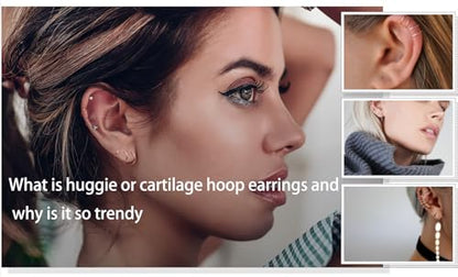 Unisex Dainty Tiny 18k Real Gold Plating Cartilage Huggie Hoop Earrings, 16G Surgical Steel Small Endless Hinged Hoops Earring for Earlobe Cartilage Helix Rook Daith Conch Nose Lip Body Piercing Jewelry - color: 20G(0.8mm) - Rose Gold 6mm