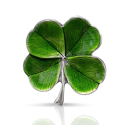 DANFORTH Pewter Four Leaf Clover Lapel Pin | Handcast Shamrock Pins | Made in USA by Vermont Artisans | St Patricks Day Lapel Pins | 0.75 Inch Lapel Pin for Men | Classic Lucky Irish Souvenir Accessory