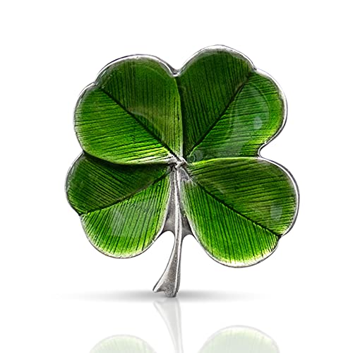 DANFORTH Pewter Four Leaf Clover Lapel Pin | Handcast Shamrock Pins | Made in USA by Vermont Artisans | St Patricks Day Lapel Pins | 0.75 Inch Lapel Pin for Men | Classic Lucky Irish Souvenir Accessory