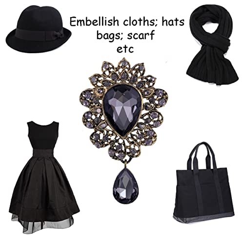seven wolves Women Crystal Bouquet Brooch Pin All-Match Accessories Rhinestone Brooches and Pins - color: Grey A