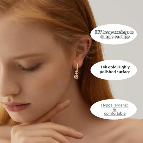 14K Gold Plated Huggie Earrings and Charm Set for Women |Mix and Match Earring Pack with Cubic Zirconia Star Heart Flower Bow Small Hoop Earrings with Charms