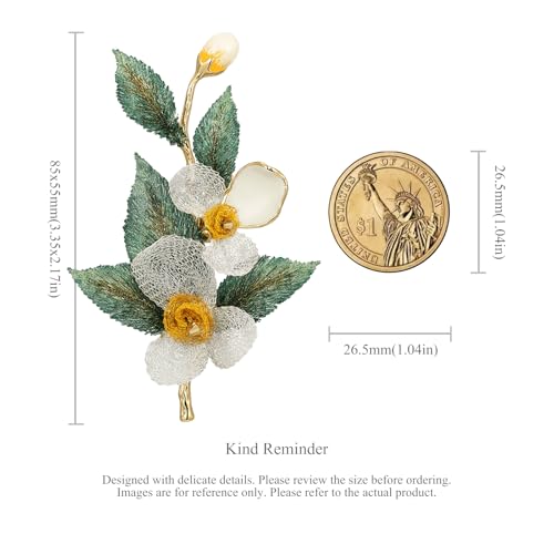 SHE'S FREE STYLE JUST FOR YOU Snail Brooches and pins for women, Sparkling Cubic Zirconia & Pearl Copper Pin, 2.36" Long Clasp Design Playful Jewelry Brooch - color: White Rose