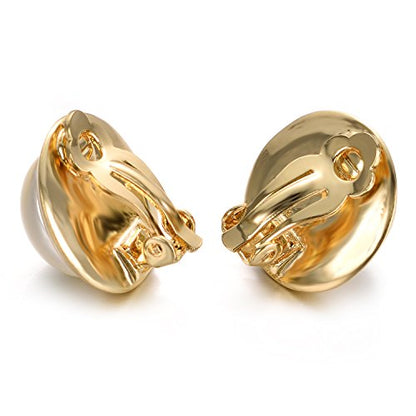 Yoursfs Large Clip On Pearl Earrings for Women Faux Ivory Pearl Earrings 18K Gold Plated Earring Wedding Jewelry - style: Yellow clip-on pearl earrings