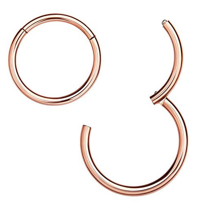 MissNity 316L Surgical Steel Hinged Nose Rings Hoop 20G 18G 16G 14G, Diameter 6mm to 10mm, Color Gold - Rose Gold - Silver - Black - Rainbow - color: A01: rose gold - 1pc