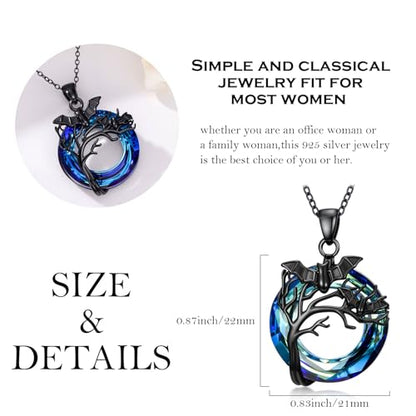 Sterling Silver Halloween Necklace Gothic Jewelry Gifts for Women Men - style: Bat