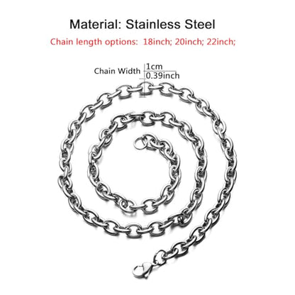 WangGao Stainless Steel Cable Chain Link Chunky Necklaces,Silver Color | thick,gifts