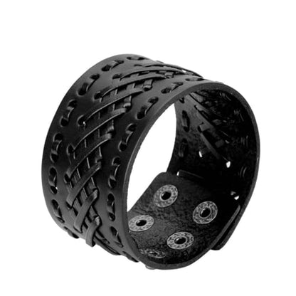 JAOYU Punk Leather Cuff Bracelet Goth Leather Wristband Rock Bracelet Biker Bracelet for Men Leather Armband Black Handmade Jewelry - color: Alloy Leather Bracelet