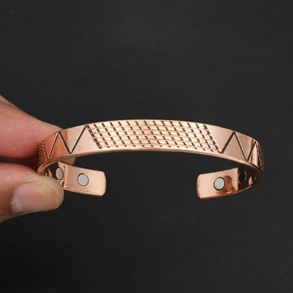 Pure Copper Cuff Bangle Bracelet 100% Solid, Raw & Uncoated Handmade Bracelets Jewelry Cuff Gift Bangle for Women & Men - color: Copper Cb-111
