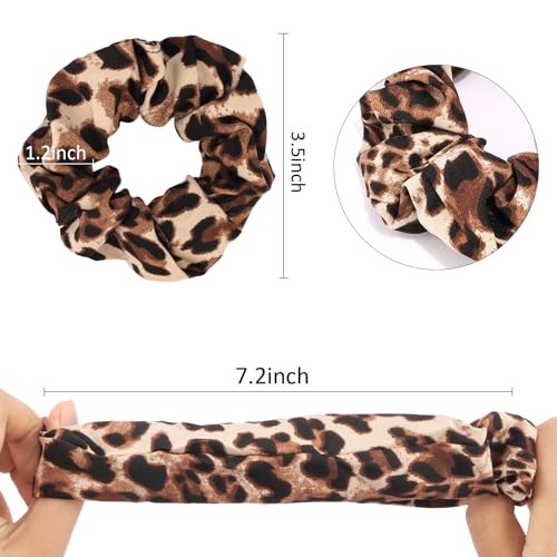 KICOSY 12 Pack Leopard Print Scrunchies Set - 6 Styles of Cheetah & Leopard Hair Ties for Daily Looks, Workouts, Party Outfits - color: leopard