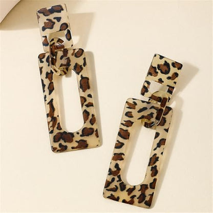Boho Lightweight Retro Simple Acrylic Splicing Rectangle Earrings for Women Creative Exaggerated Statement Dangle Drop Earrings Jewelry - color: leopard print