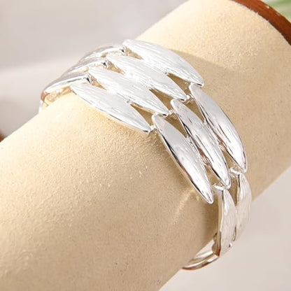 14K Gold & Silver Plated Lightweight Link Bracelet for Women | Stackable Bracelets ,14K Gold Plated Bracelets with CZ,Lightweight Trendy Chain Bracelet Jewelry Gift - style: silver diamond