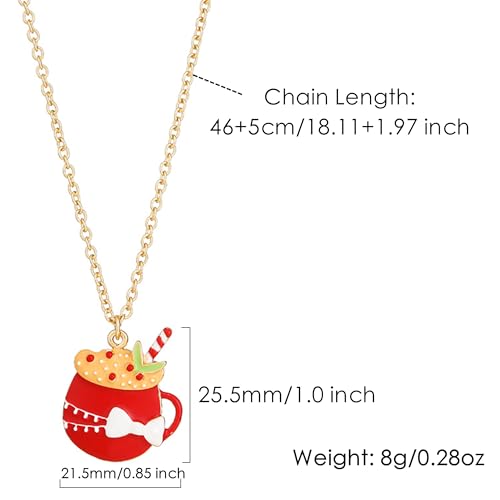 Gold Compass Charm Necklace for Women, Trendy Simple Dainty Inspirational Compass Butterfly Bow Knot Red Christmas Mug Sun Friendship Necklaces Graduation Gifts - style: Red Mug/Bow Knot