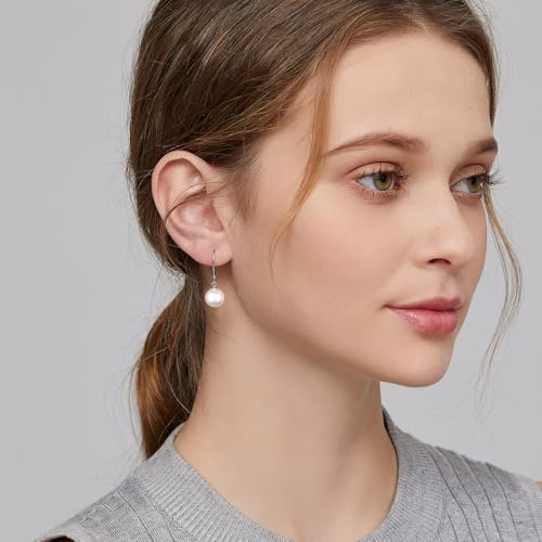 Pearl Earrings for Women Pearl Leverback Earrings 925 Sterling Silver - color: D1-silver-10mm pearl