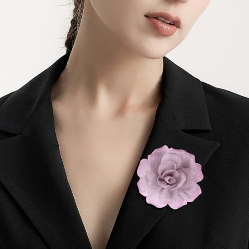 Rose Flower Brooches and Clips for Women | Lavender Hair Clips & Flower Pins | Hat & Lapel Pins, 3.1 Inches - color: Lavender